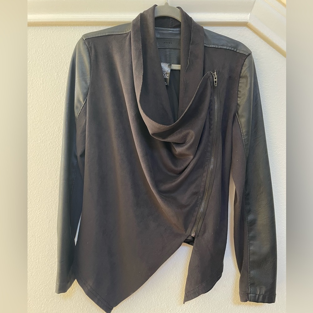 Blank NYC Faux Leather/Suede Drape Front Jacket